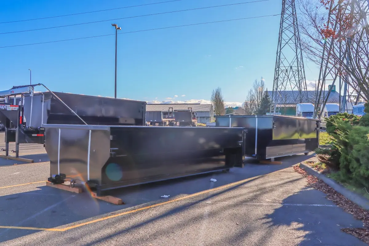 Roll-off dumpster ready for waste disposal at job site for Construction Dumpster Rental in Egypt Lake-Leto